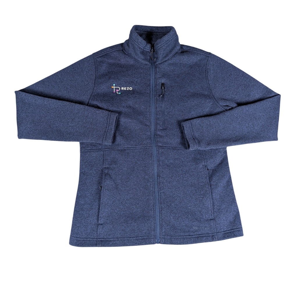 Marmot Full Zip Fleece Jacket Women Medium Blue Rezo Logo Excellent